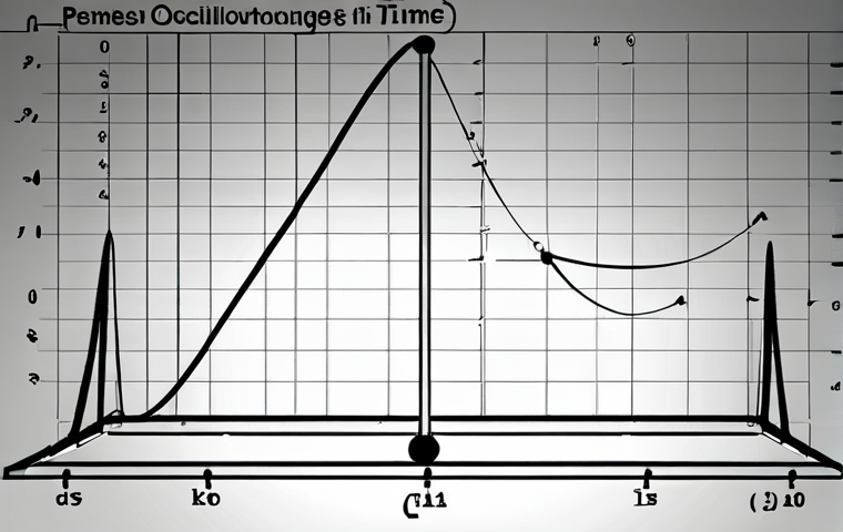 **Dynamic Systems in Motion**: Create an illustration of a pendulum oscillating, showcasing its position and velocity changes over time. The background should represent a scientific environment, with equations and graphs depicting its dynamic behavior.