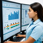 A highly focused professional female engineer in a modest, appropriate work uniform, standing thoughtfully in a clean, brightly lit modern industrial control room in a factory in Portugal. She is intently observing complex data on multiple large monitors, with one hand resting on a console, suggesting deep analysis. The environment features advanced machinery and control systems in the background, subtly blurred. Her expression is calm, dedicated, and reflective of a problem-solving mindset. perfect anatomy, correct proportions, natural pose, well-formed hands, proper finger count, natural body proportions. Safe for work, appropriate content, fully clothed, professional dress, high-quality studio photography.