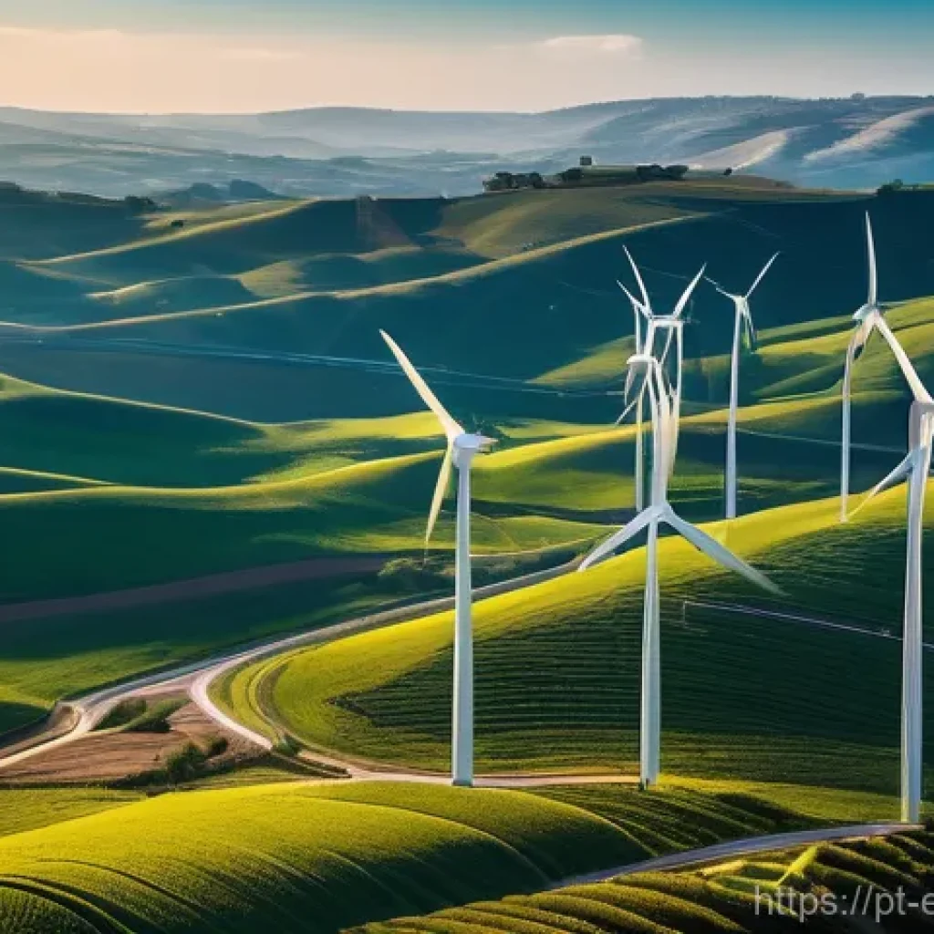 전력 시스템 리스크 분석 - **Prompt:** A visually striking aerial view of a futuristic, clean energy landscape in Portugal. The...