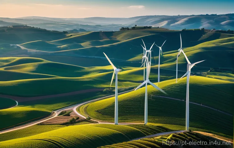 전력 시스템 리스크 분석 - **Prompt:** A visually striking aerial view of a futuristic, clean energy landscape in Portugal. The...