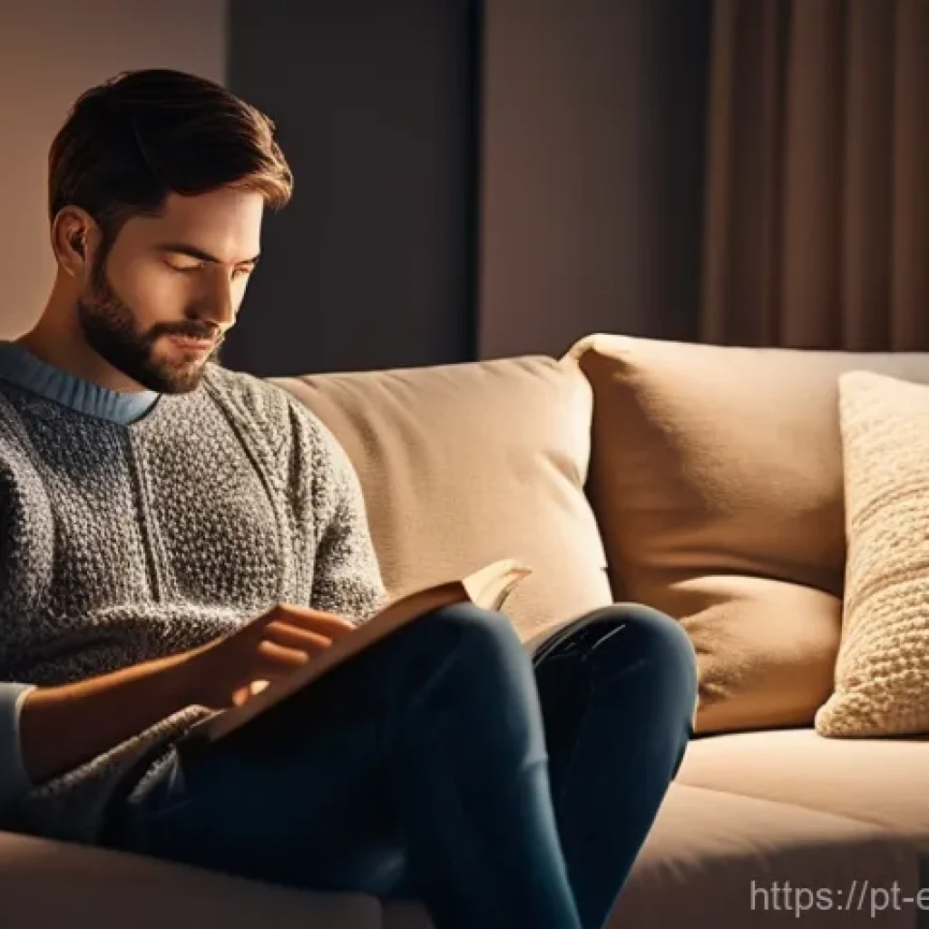 전기공학의 스마트 홈 응용 - A serene and modern living room interior, bathed in soft, warm smart lighting that adapts to the eve...