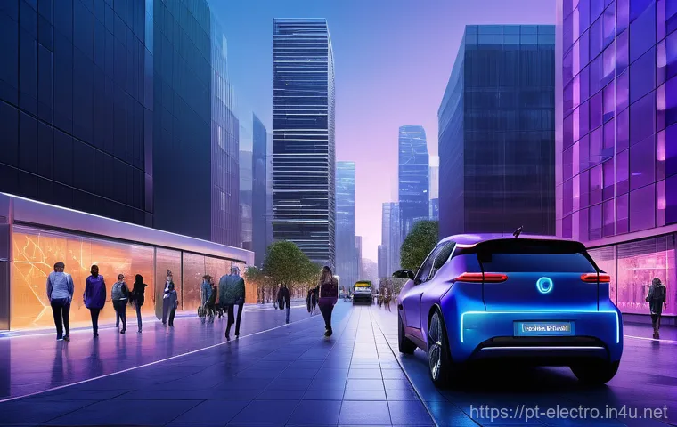 전력망 설계 - **Prompt: "A vibrant, futuristic cityscape at dusk, illuminated by a sophisticated smart grid. Sleek...