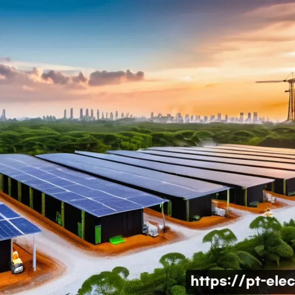 전기공학의 건설 산업 응용 - A modern construction site in Brazil at sunset, featuring advanced building automation systems; visi...