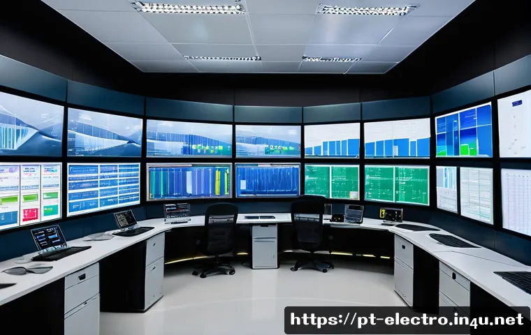 전기기기 설계의 최신 기술 - A high-tech industrial control room featuring advanced electric machine systems with digital control...