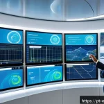 전력 계통 안정성 - A futuristic urban smart grid control center in Brazil, featuring advanced real-time monitoring scre...