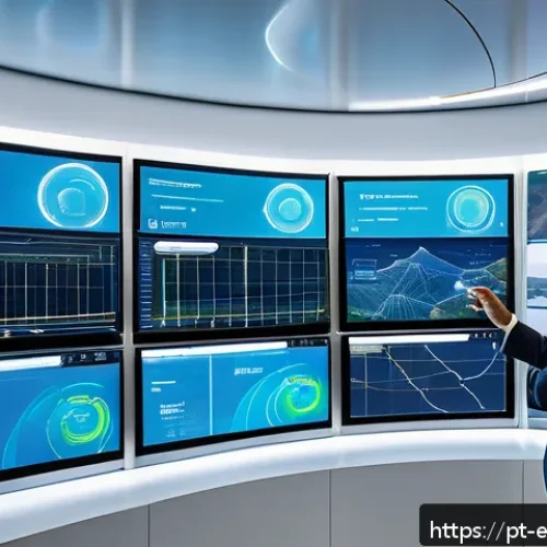 전력 계통 안정성 - A futuristic urban smart grid control center in Brazil, featuring advanced real-time monitoring scre...